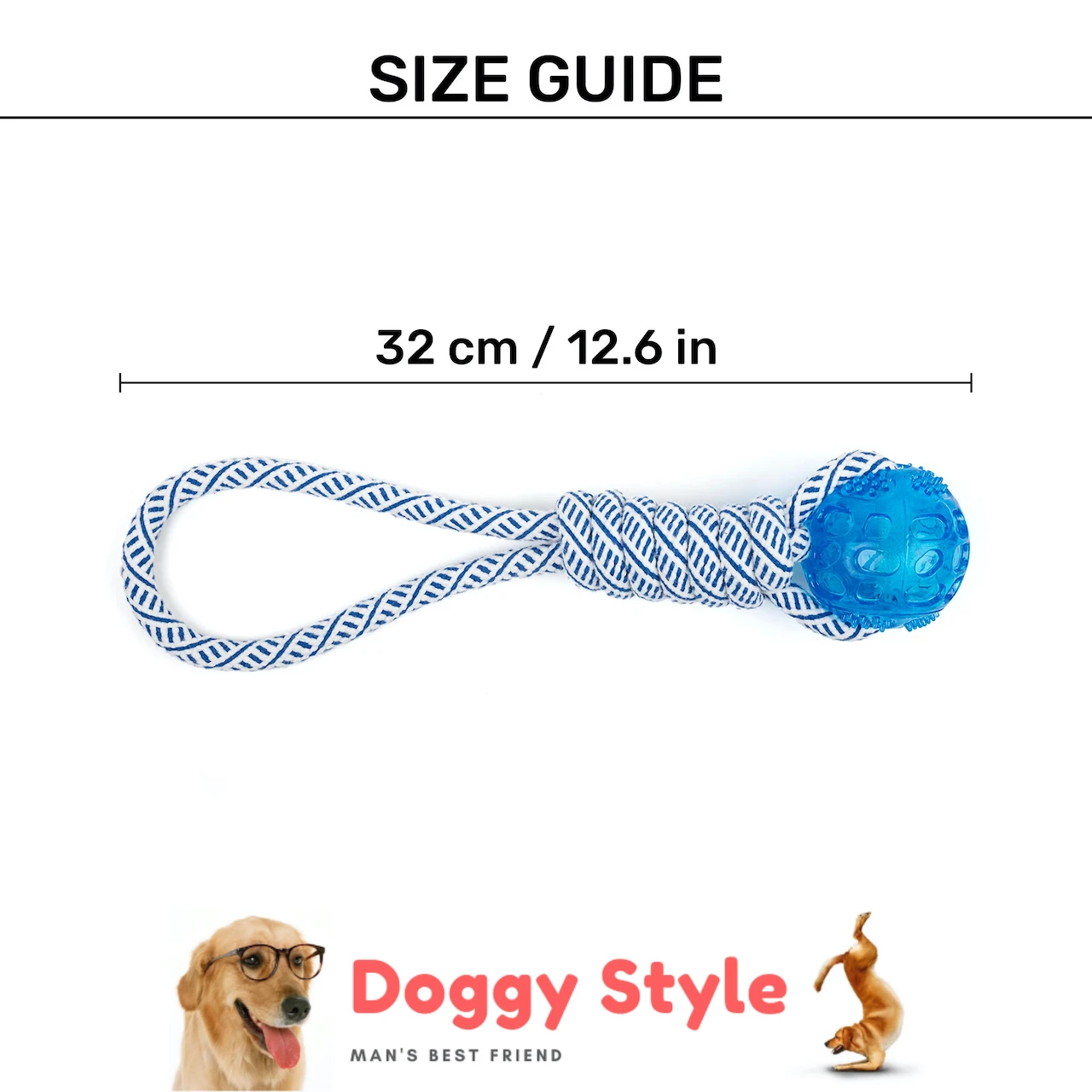 Generic Dog Toy Coil Knot Chew Bite Tug Cotton Rope TPR Ball - image 3