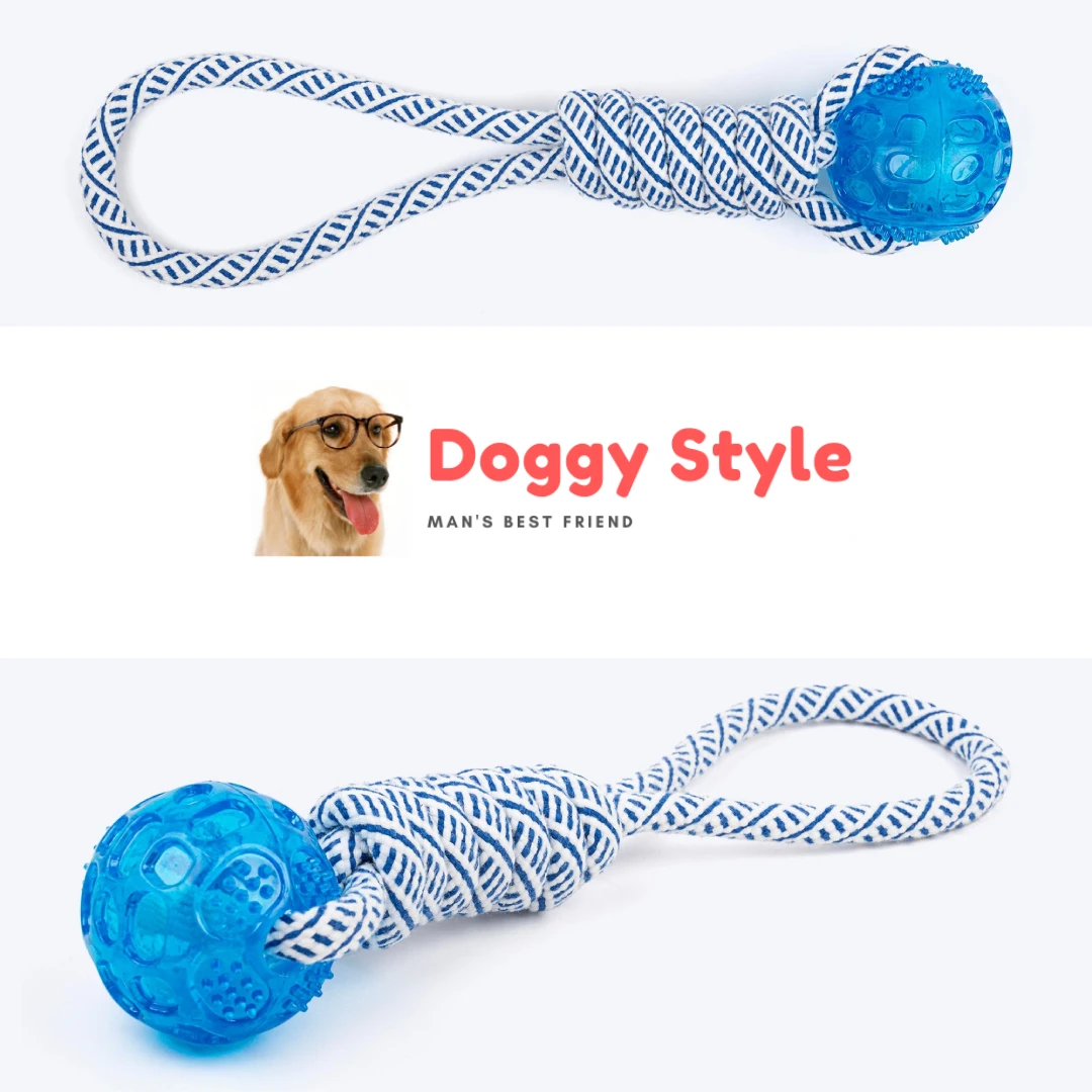 Generic Dog Toy Coil Knot Chew Bite Tug Cotton Rope TPR Ball - image 2