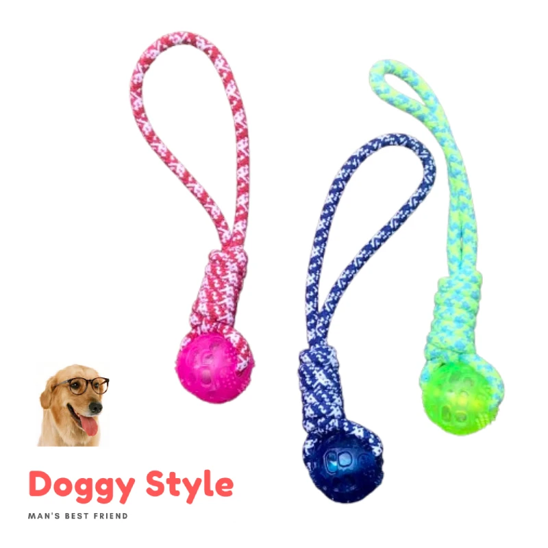 Generic Dog Toy Coil Knot Chew Bite Tug Cotton Rope TPR Ball - image 9