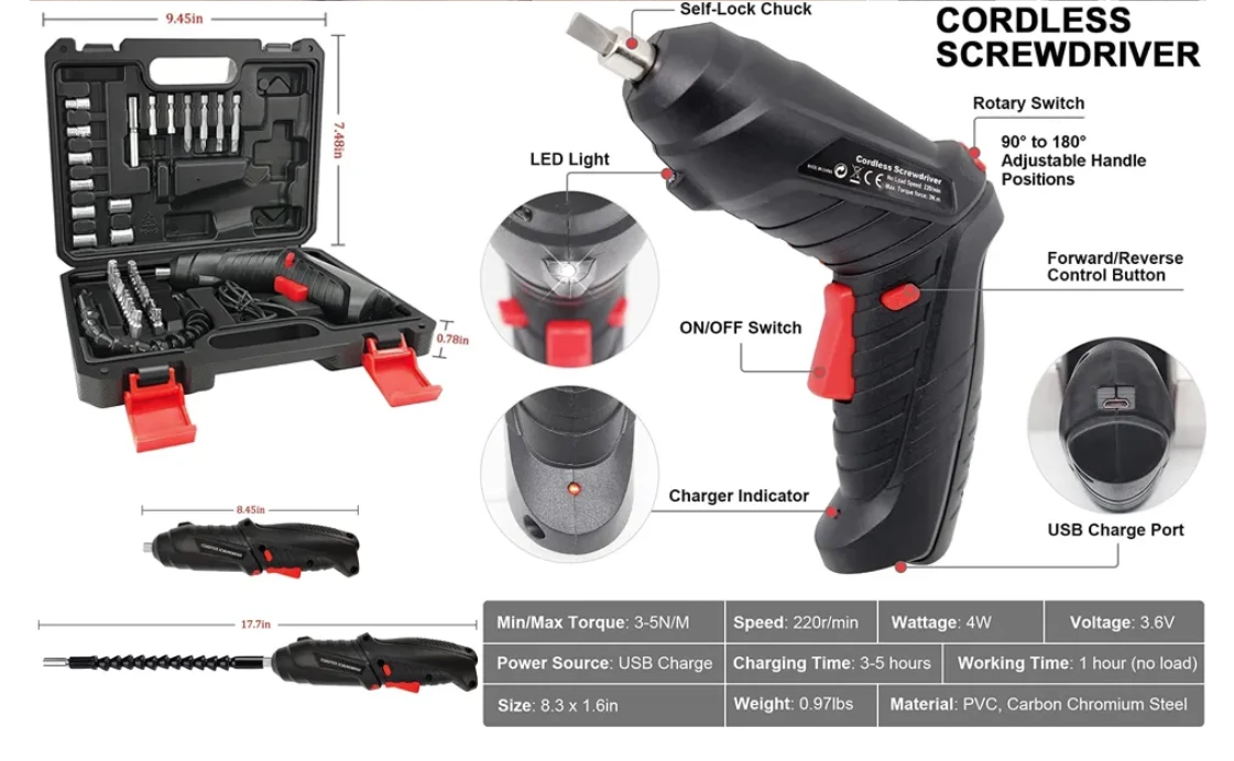 Generic Cordless Screwdriver Set 4.2V Rechargeable - image 7