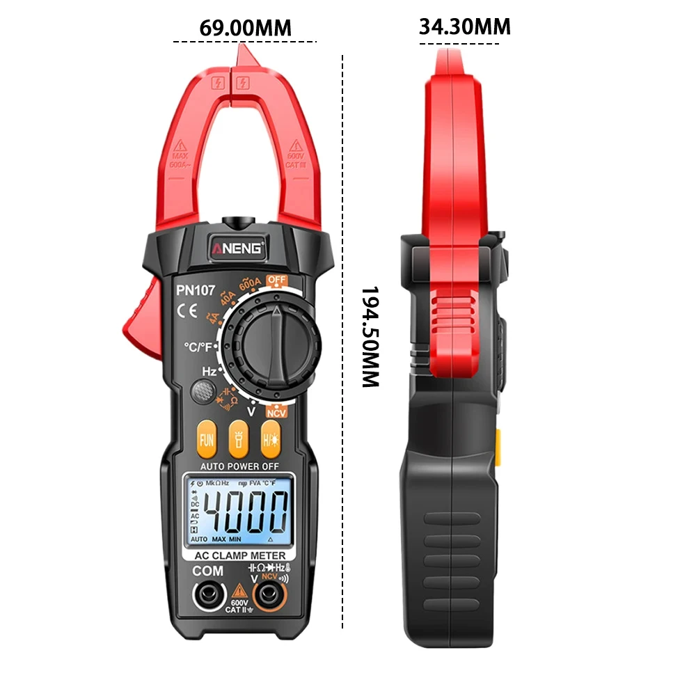 ANENG PN107 AC|DC Clamp Meter 600A Current Tester - image 6