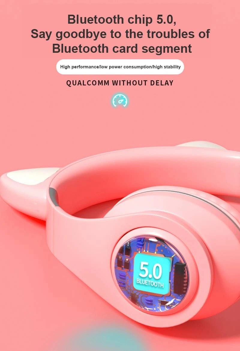 Generic M2 Cat Ear LED Wireless Headphones - image 2