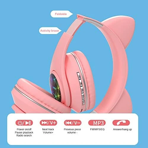 Generic M2 Cat Ear LED Wireless Headphones - image 3