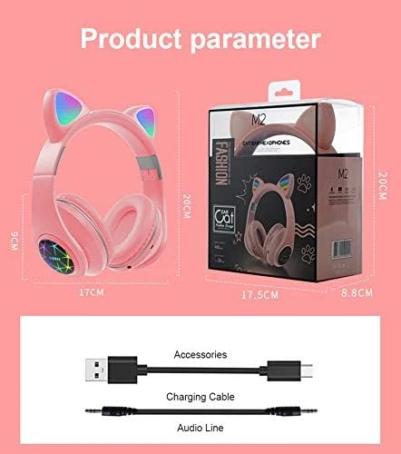 Generic M2 Cat Ear LED Wireless Headphones - image 5
