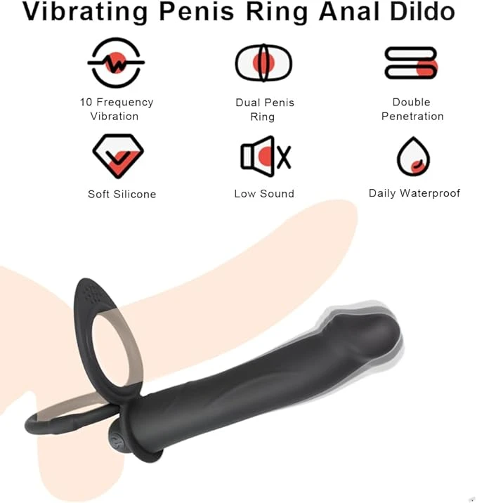 Double Penetration penis Strap On Dildo Vibrating - image 7