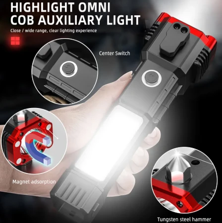 Generic Multifunctional LED Flashlight with Safety Hammer - image 3