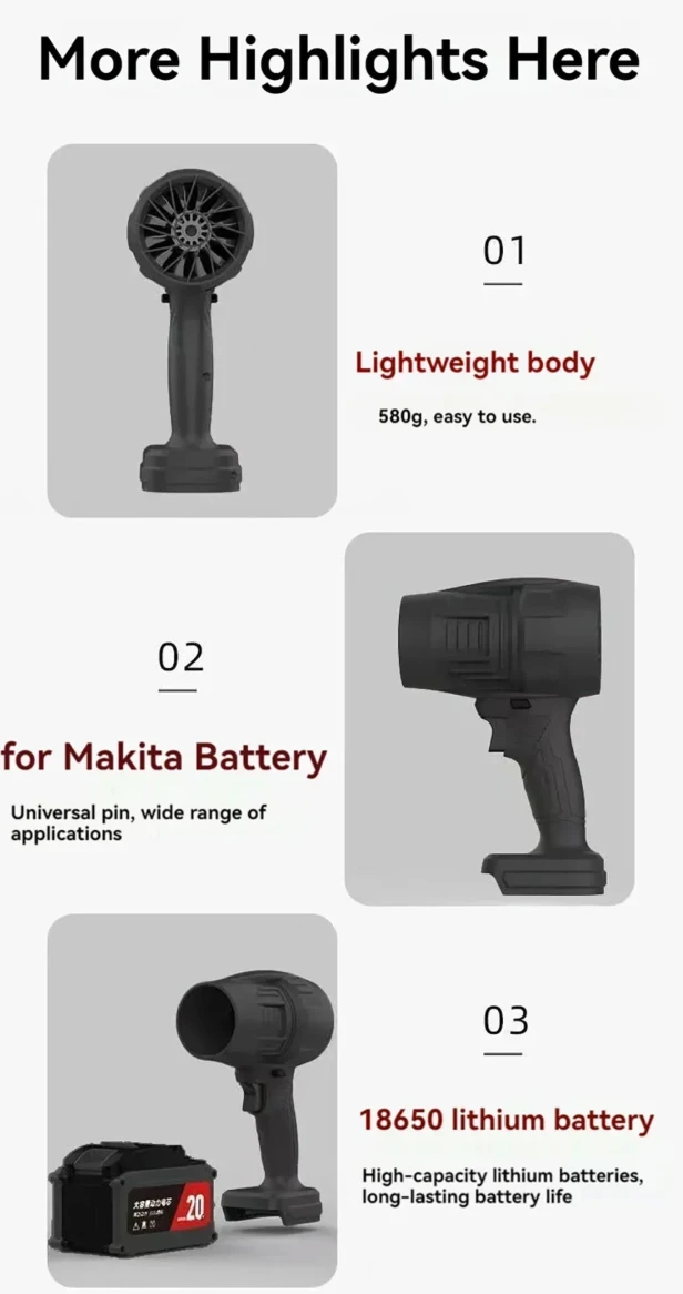 Mini Turbo Jet Fan Wireless Blower Stepless Speed - image 3