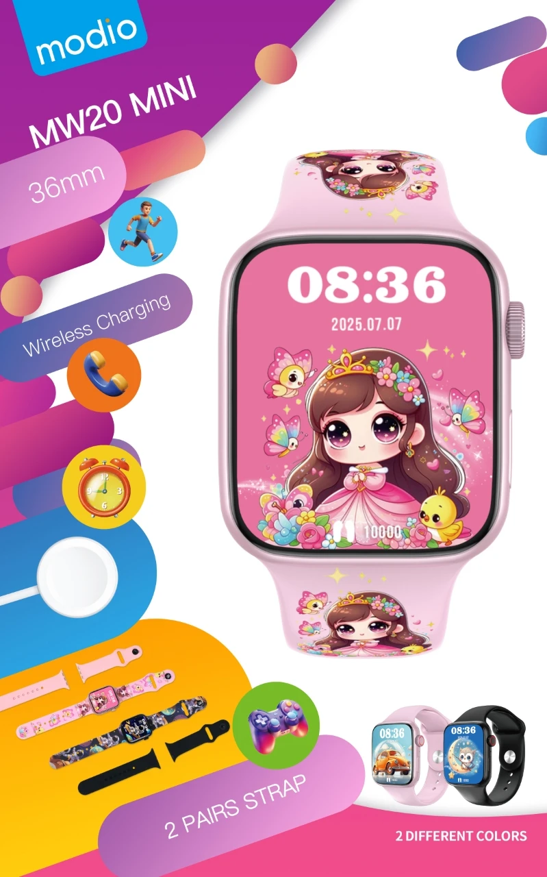 Modio MW20 Mini Kids Smart Watch 2 Straps - image 2