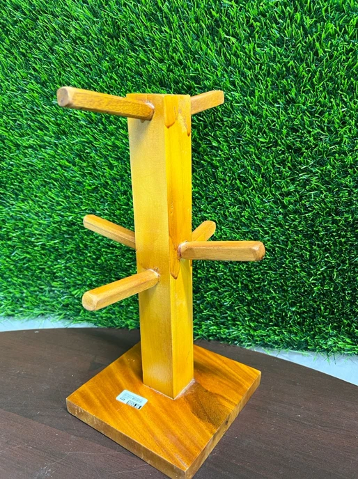 Mr Wood Mugs Stand 6 Cup Holder Teak Wood
