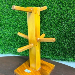 Mr Wood Mugs Stand 6 Cup Holder Teak Wood