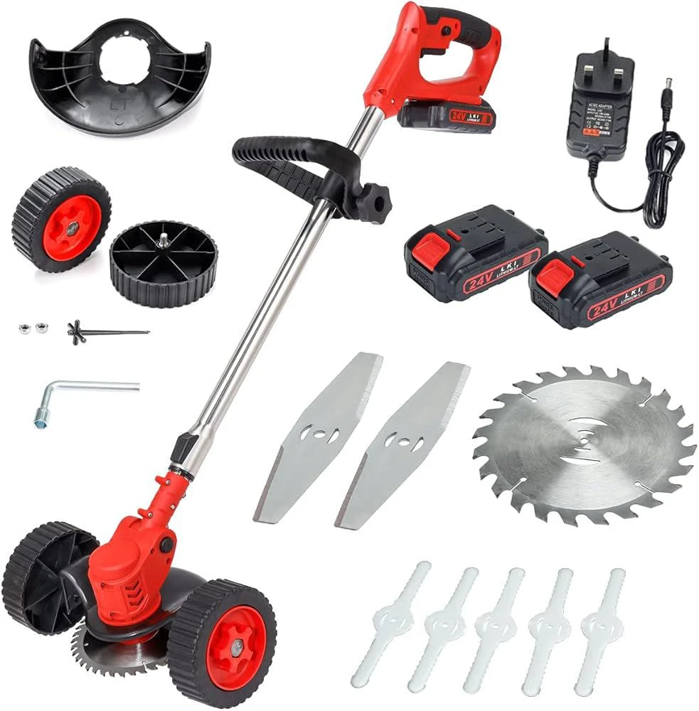 Generic 2 Battery Cordless Grass Trimmer Detachable Wheels - image 2