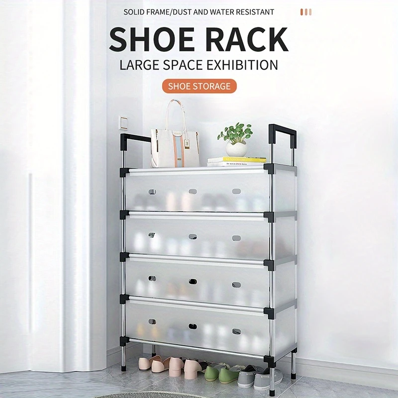 4 LAYER Dustproof Shoe Organizer Rack with Flip Door