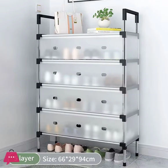 4 LAYER Dustproof Shoe Organizer Rack with Flip Door - image 2