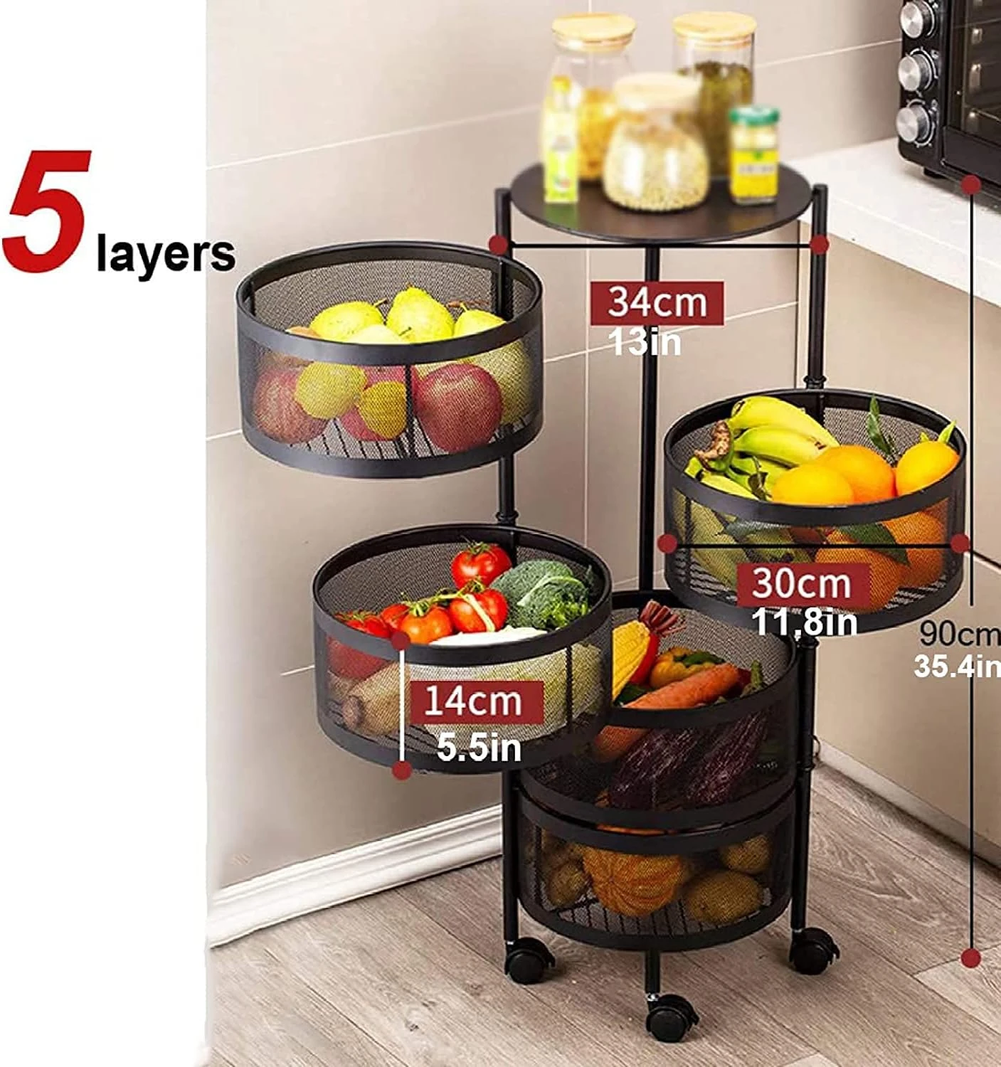 Generic 5-Tier Kitchen Storage Rack 360° Rotation - image 4