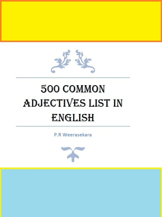 Generic 500 Common English Adjectives List