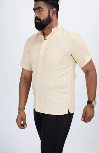 Apparelco Short Sleeve Linen Shirts Chinese Collar