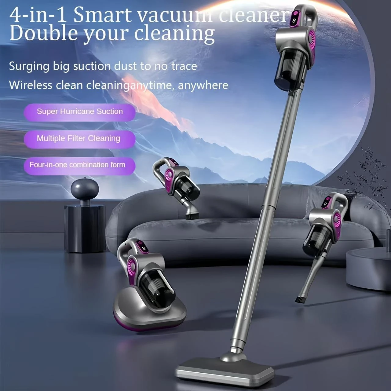 Generic Cordless Vacuum Cleaner 4-in-1 UV Mite Removal 10000pa