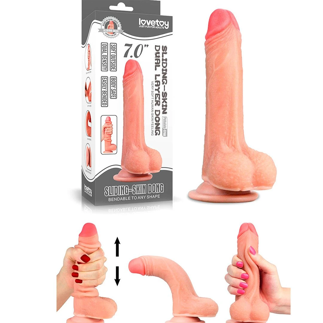 Generic Realistic Dildo Dual Layer Movable Foreskin - image 12