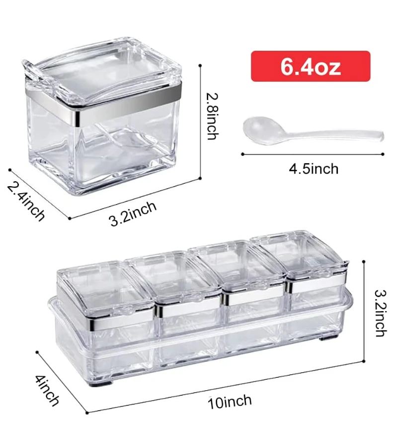 Aogist 4-Piece Separable Acrylic Seasoning Spice Pots - image 2