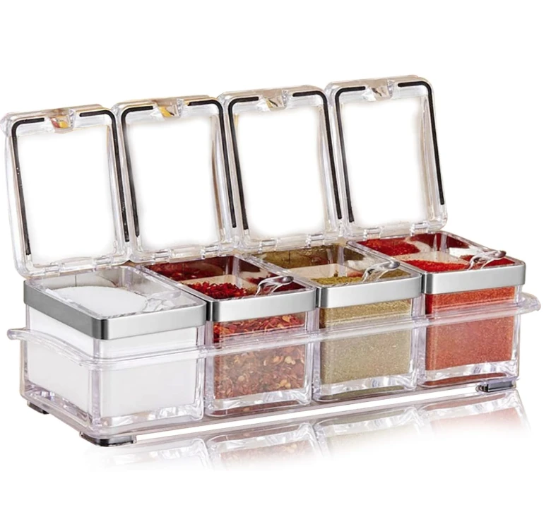 Aogist 4-Piece Separable Acrylic Seasoning Spice Pots