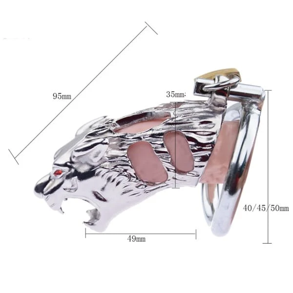 Lion face stainless steel chastity cage bdsm sex toy - image 5