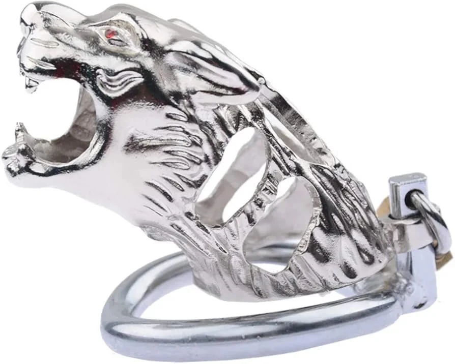 Lion face stainless steel chastity cage bdsm sex toy - image 6