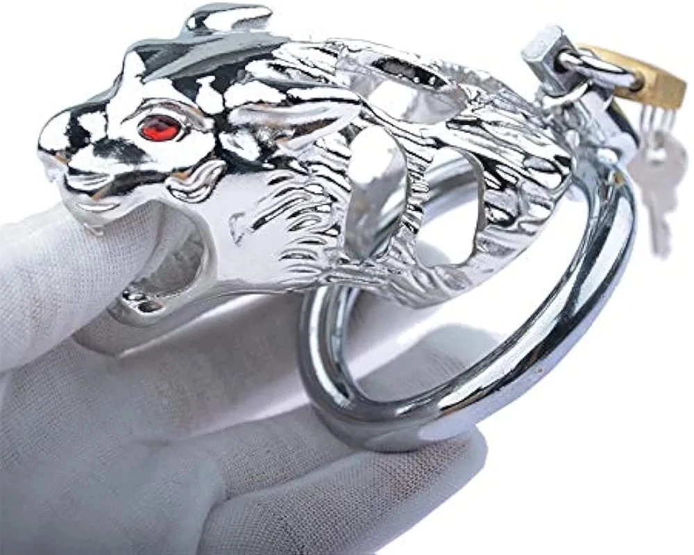 Lion face stainless steel chastity cage bdsm sex toy - image 7