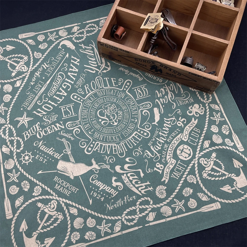 Nautical Adventure Peacock Green Bandana Nautical Design - image 2