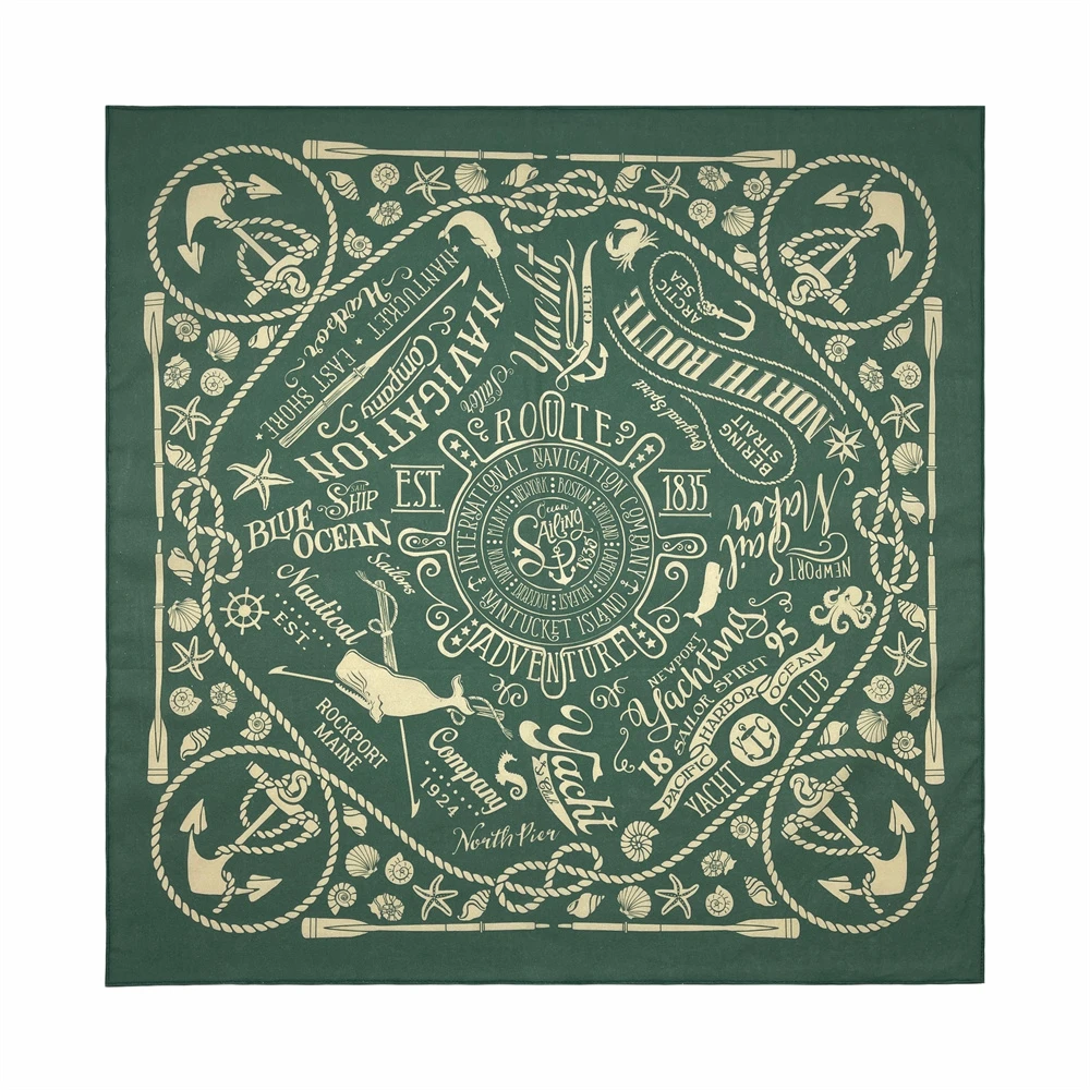 Nautical Adventure Peacock Green Bandana Nautical Design