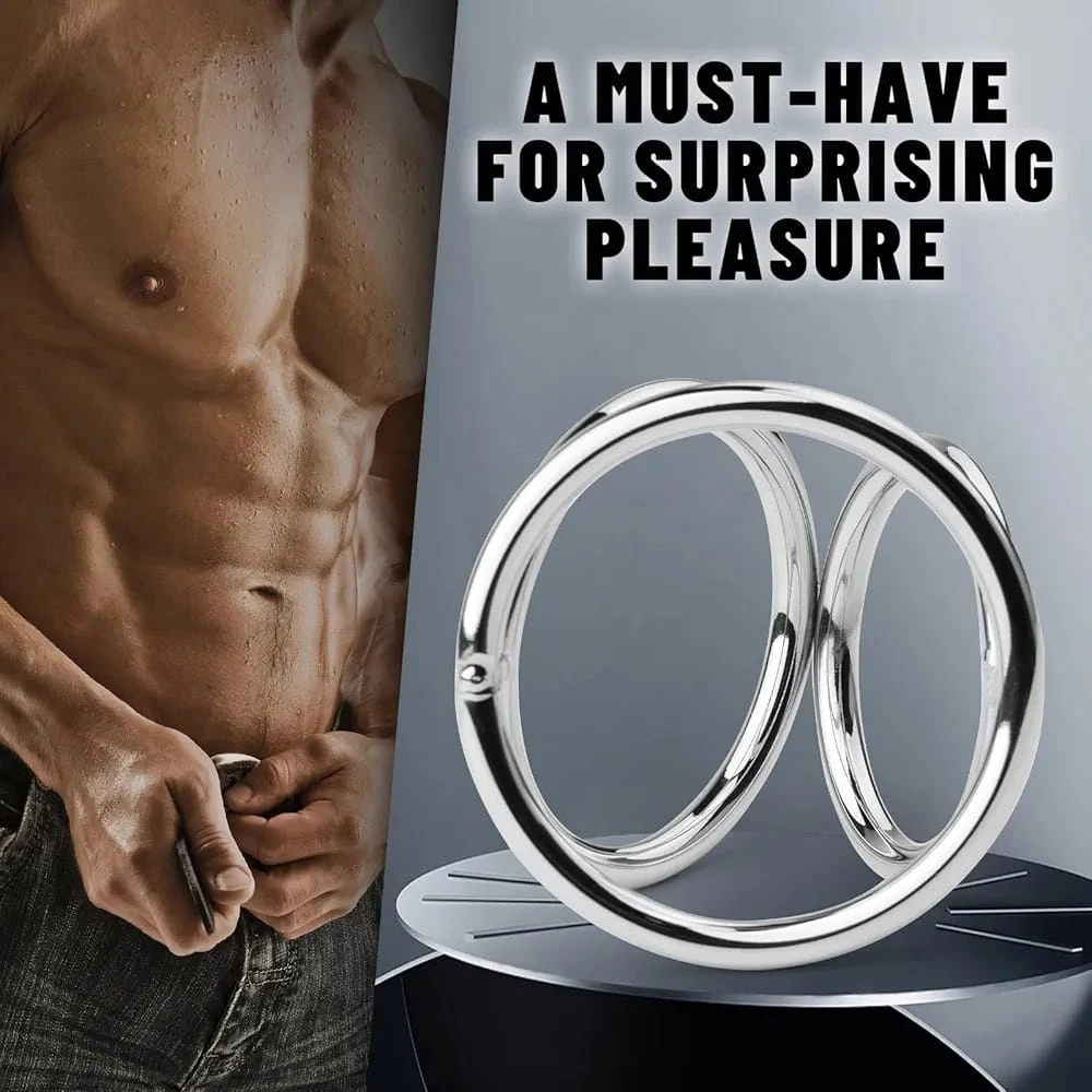 Stainless Steel Triple Cock o ring nipple bdsm sex toy - image 13