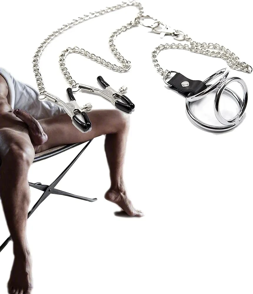Stainless Steel Triple Cock o ring nipple bdsm sex toy - image 14