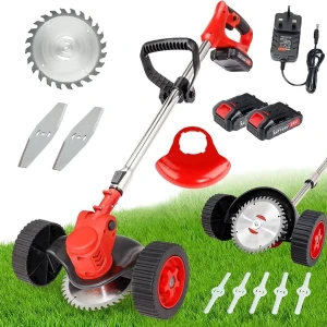 Generic 2 Battery Cordless Grass Trimmer Detachable Wheels