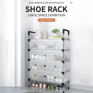 4 LAYER Dustproof Shoe Organizer Rack with Flip Door