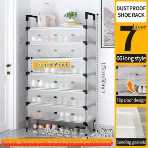 Generic Shoe Organizer Rack 7 LAYER Dustproof with Flip Door