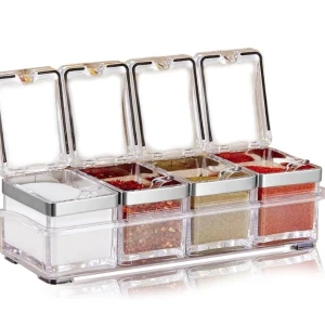 Aogist 4-Piece Separable Acrylic Seasoning Spice Pots