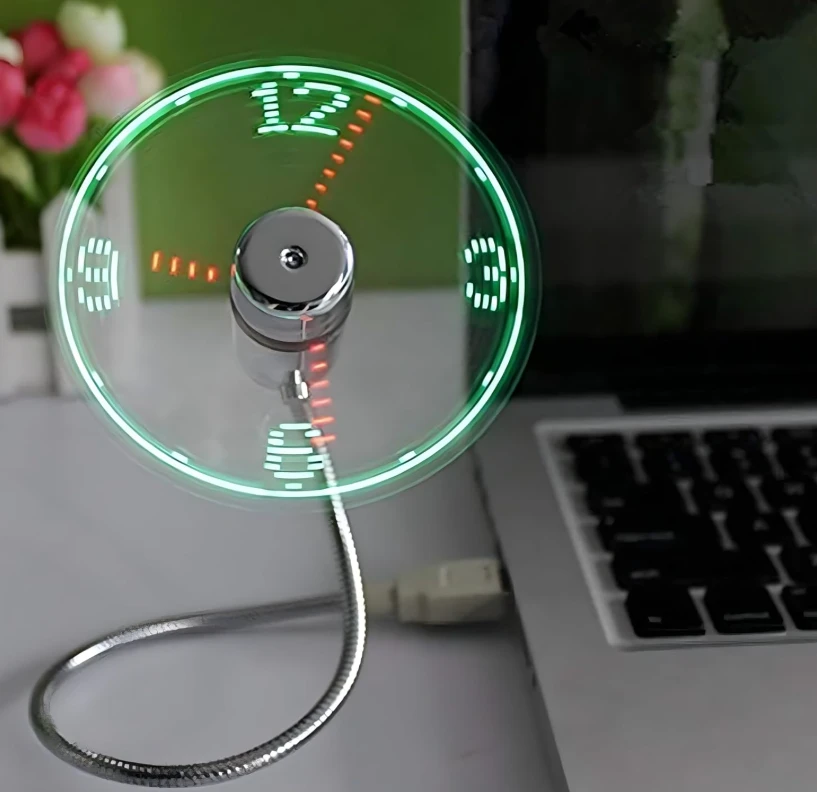 ONXE LED USB Clock Fan with Real Time Display