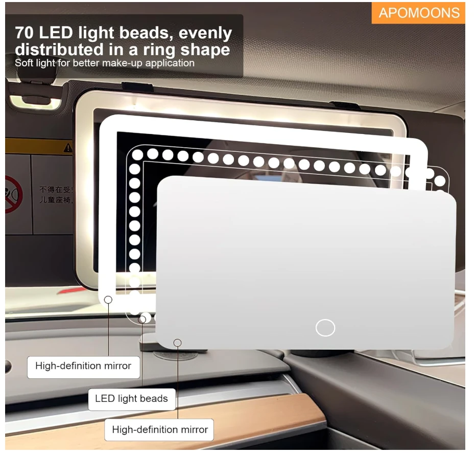 Generic Car LED Vanity Mirror with 3 Light - image 3