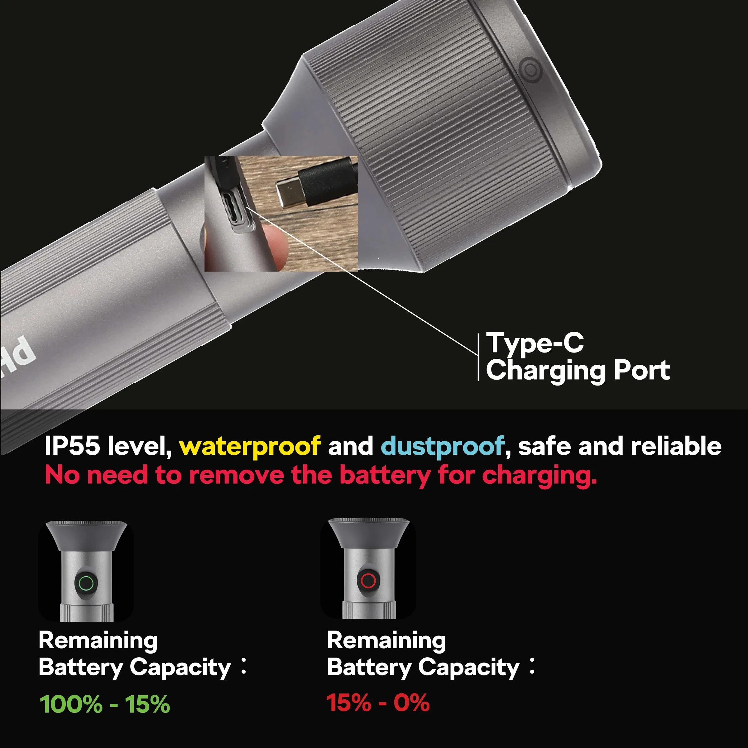 Philips SFL2143 Telescopic Zoom 1100 Lumen Flashlight - image 5