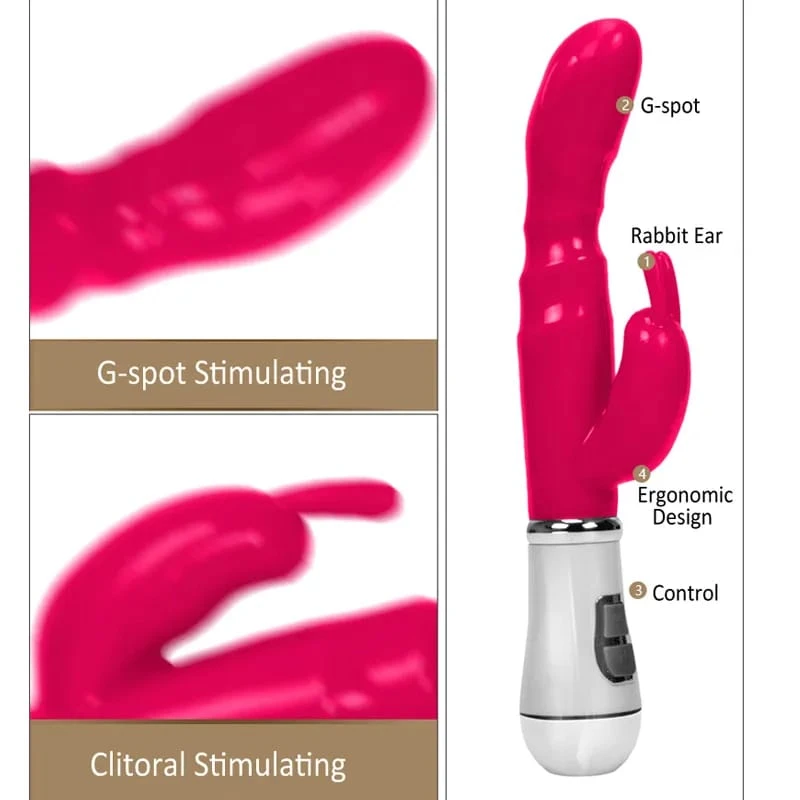 Rabbit Double Rod Dildo Rechargeable Vibrator - image 2