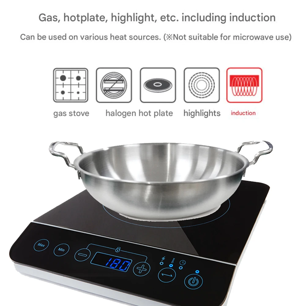 Induction Base Stainless Steel  Pot with Glass Lid-18cm - image 3