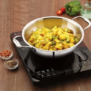 Induction Base Stainless Steel  Pot with Glass Lid-18cm