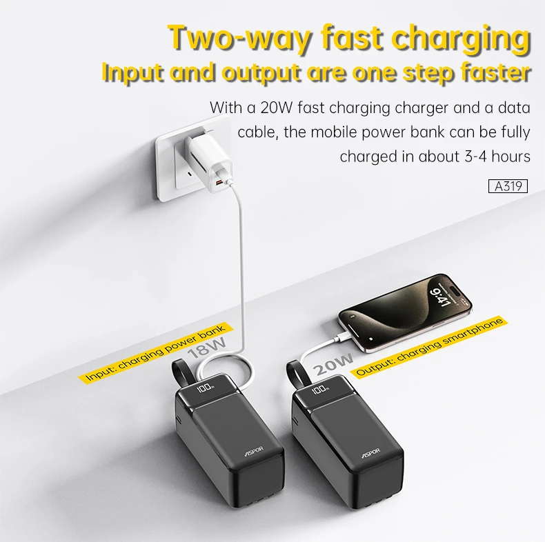 Aspor A319 22.5W 50000mAh Fast Charging Power Bank - image 4