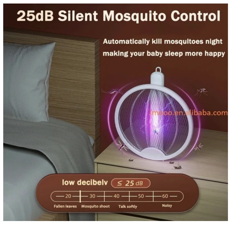 Electric Mosquito Swatter Racket with LED Light - image 2