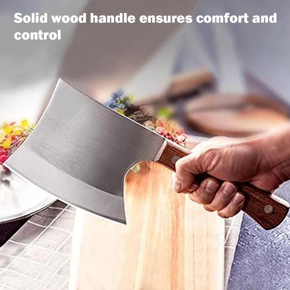 Heavy Duty Butcher Knife for Chopping Bones,Wood Handle - image 7