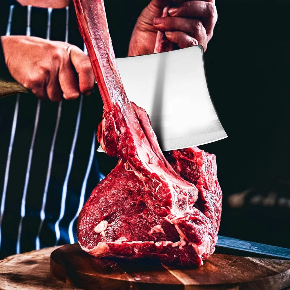 Heavy Duty Butcher Knife for Chopping Bones,Wood Handle - image 6