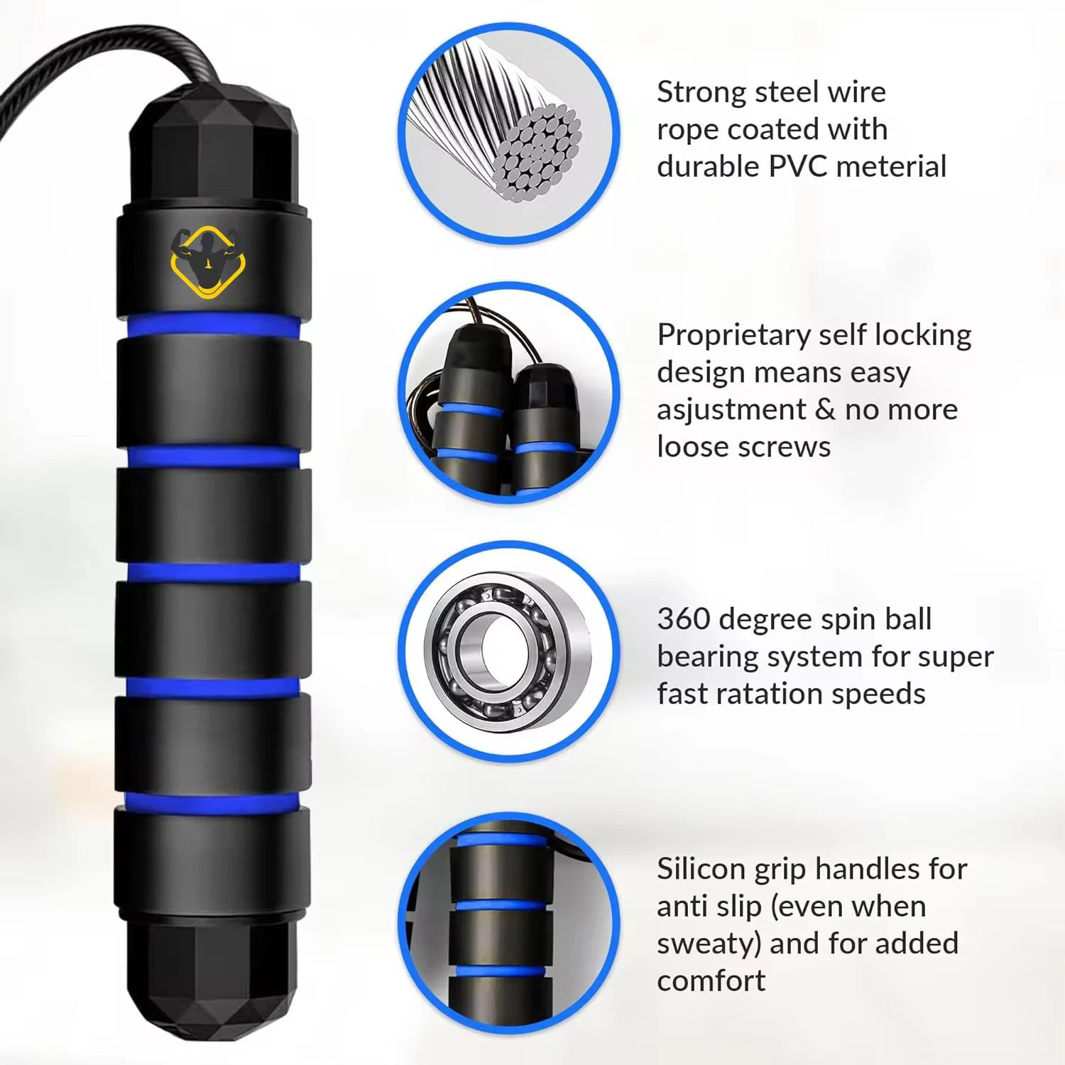 Jump Rope Skipping Adjustable Foam Grip Fitness Steel - image 10