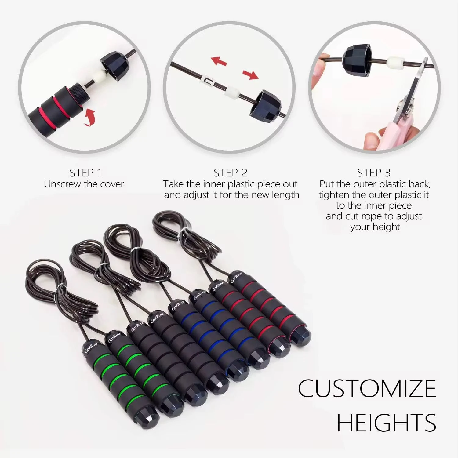 Jump Rope Skipping Adjustable Foam Grip Fitness Steel - image 7