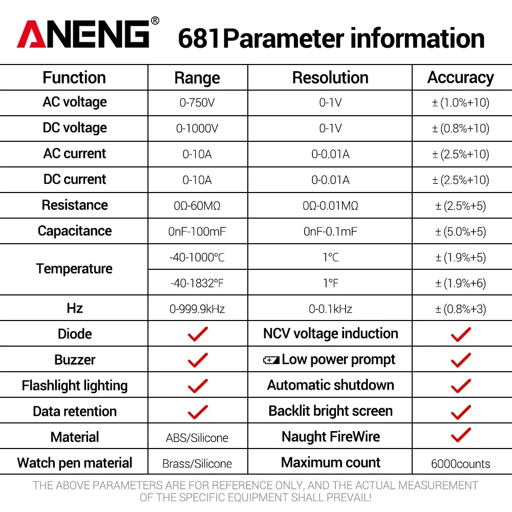 ANENG 681 Smart Digital Multimeter Rechargeable AC/DC - image 6