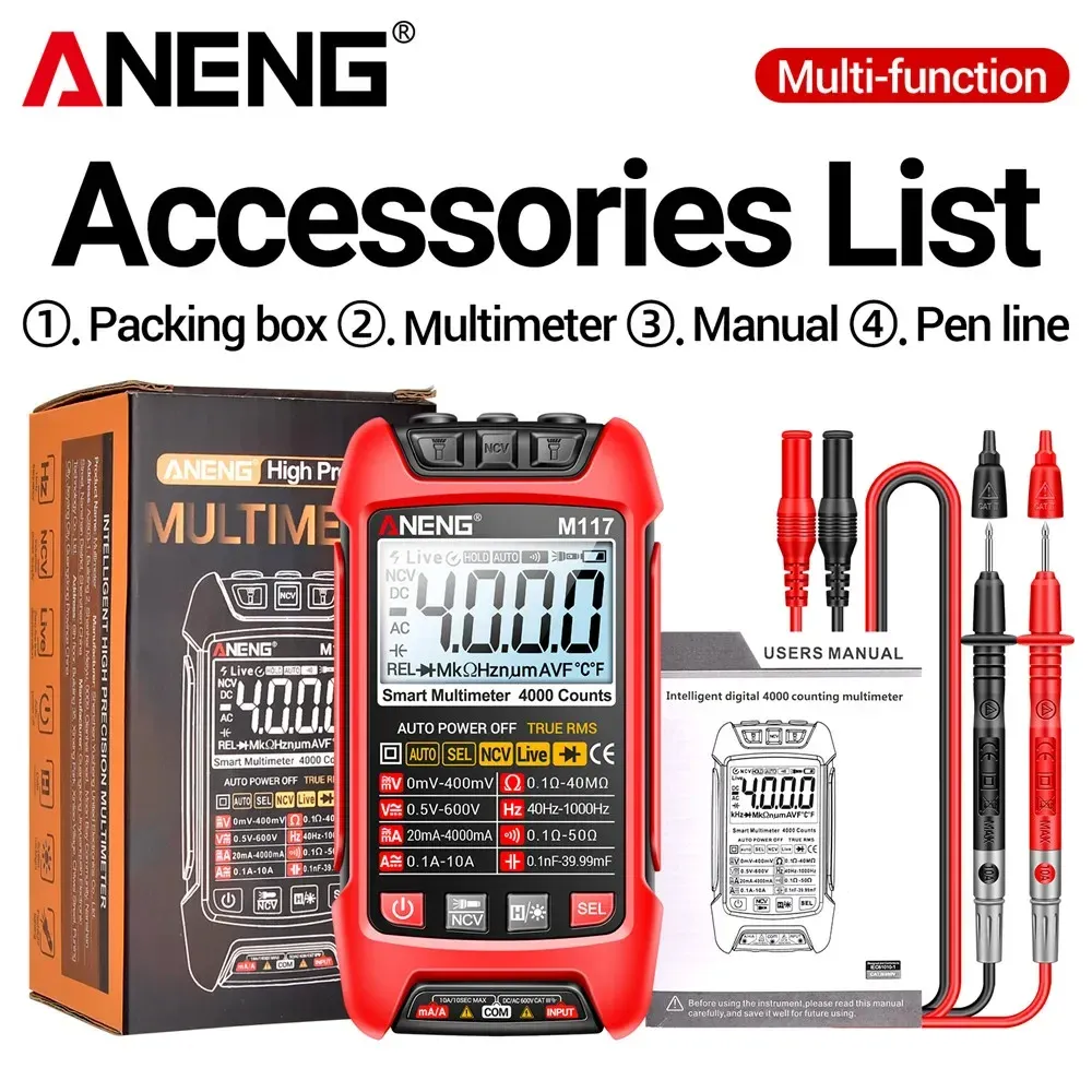ANENG M117 Digital Multimeter 4000 Count AC/DC Current