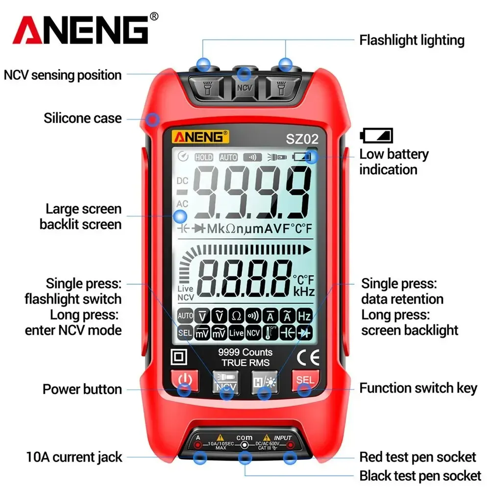 ANENG SZ02 9999 Smart Digital Multimeter True RMS Auto - image 3